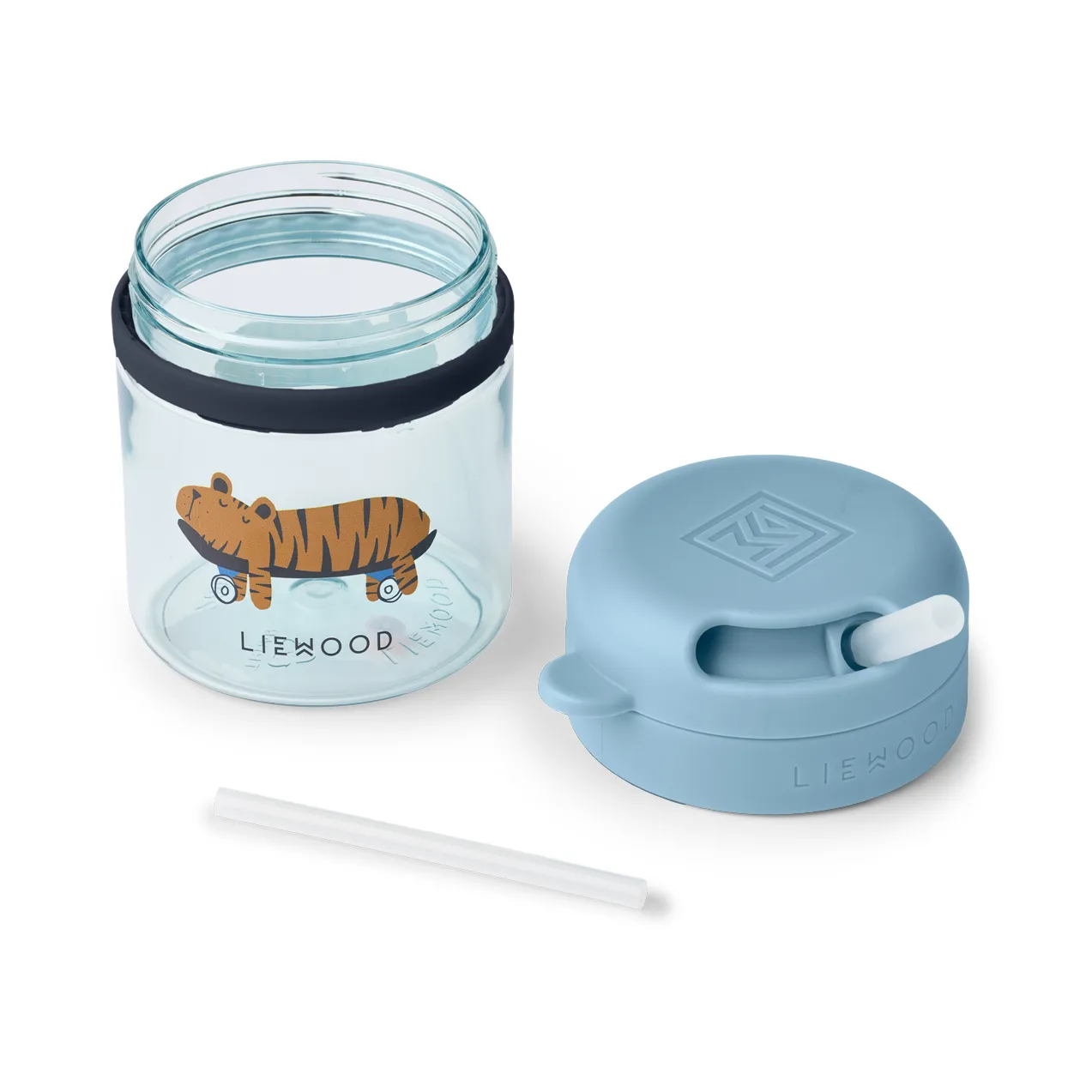 Pavia krus med sugerør, Fun-beach blue, 28 cl Liewood