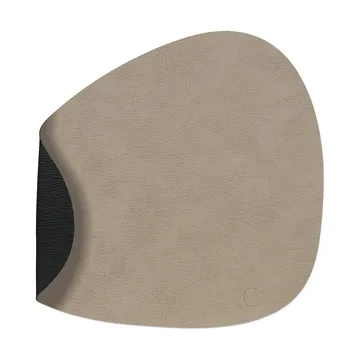 Bull vendbar dækkeserviet, curve L 1 stk. - Warm grey/Black, 44x37 cm - LIND DNA