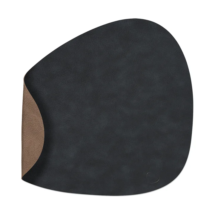Cloud dækkeserviet vendbar curve L 1 stk. - Black/Brown, 44x37 cm - LIND DNA
