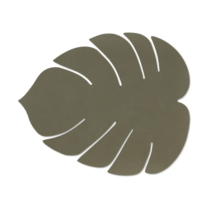 Monstera Leaf Nupo dækkeserviet L - Army green, 42x35 cm - LIND DNA