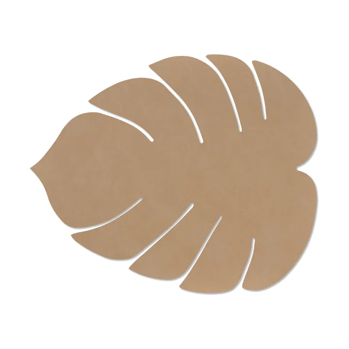 Monstera Leaf Nupo dækkeserviet L - Nougat, 42x35 cm - LIND DNA