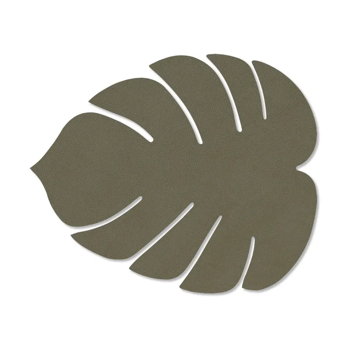 Monstera Leaf Nupo dækkeserviet S - Army green, 26x22 cm - LIND DNA