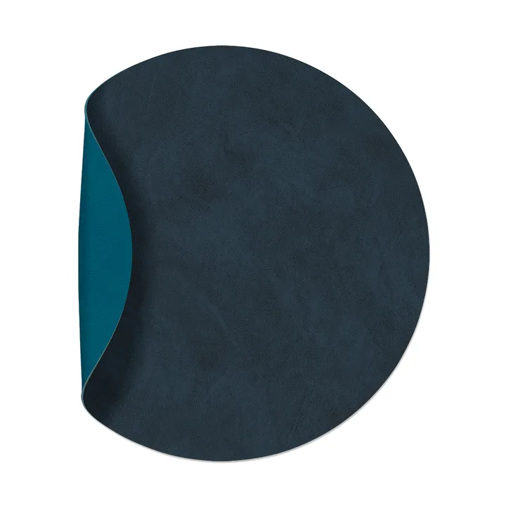 Nupo dækkeserviet circle vendbar M 1 stk. - Midnight blue/Petrol, Ø30 cm - LIND DNA