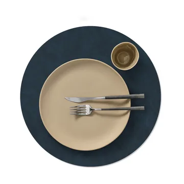 Nupo dækkeserviet circle vendbar XL 1 stk. - Midnight blue/Petrol, Ø40 cm - LIND DNA