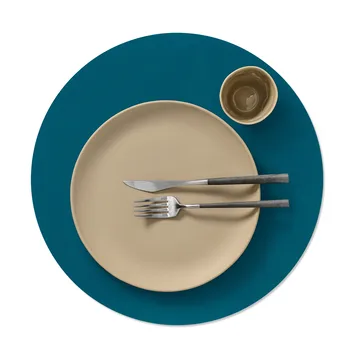 Nupo dækkeserviet circle vendbar XL 1 stk. - Midnight blue/Petrol, Ø40 cm - LIND DNA