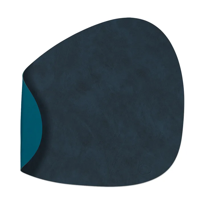 Nupo dækkeserviet vendbar curve L 1 stk. - Midnight blue/Petrol, 44x37 cm - LIND DNA