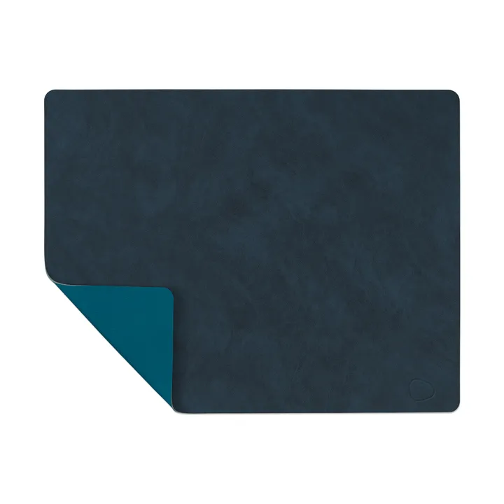 Nupo dækkeserviet vendbar square L 1 stk. - Midnight blue/Petrol, 45x36 cm - LIND DNA
