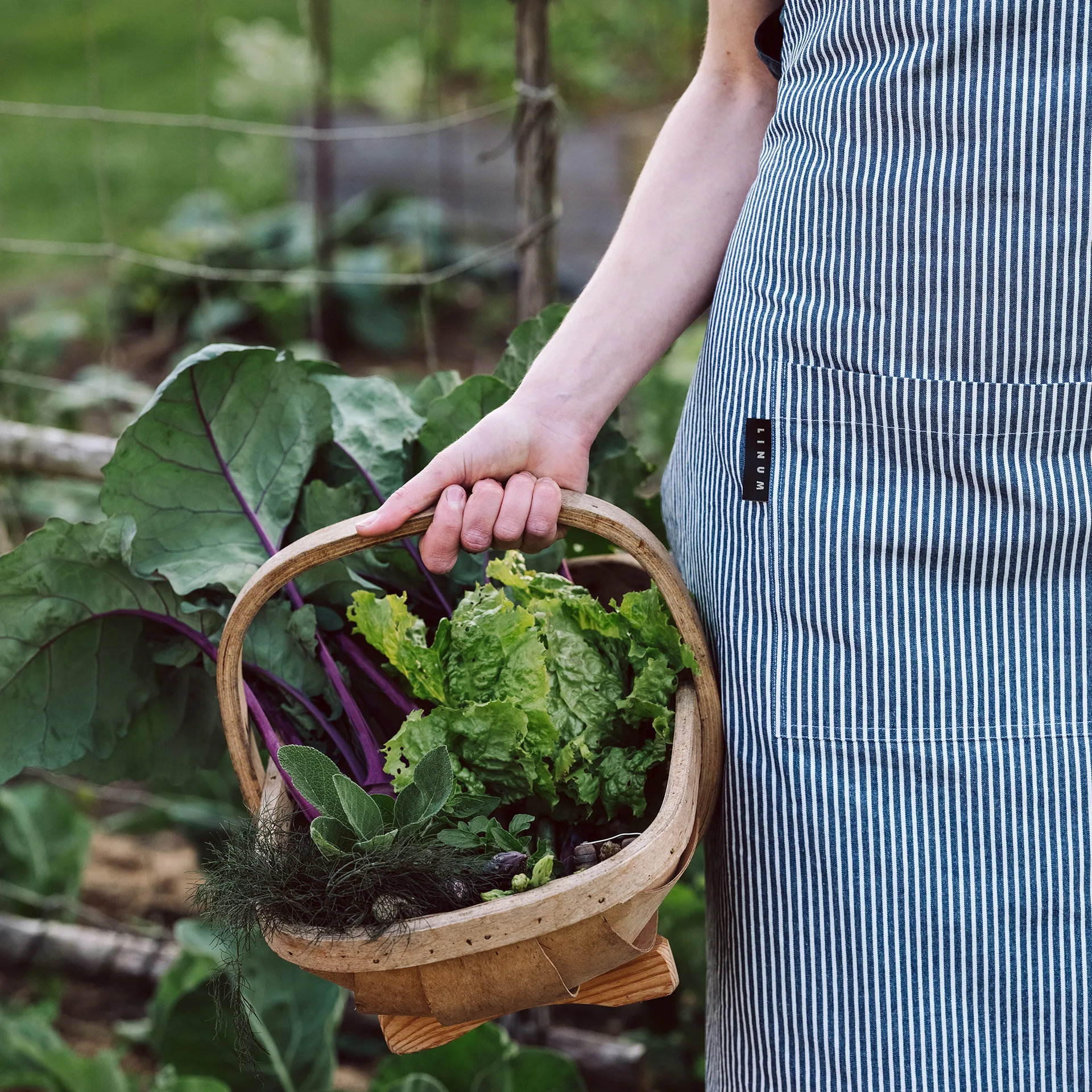 Emma forklæde, Indigoblå Linum