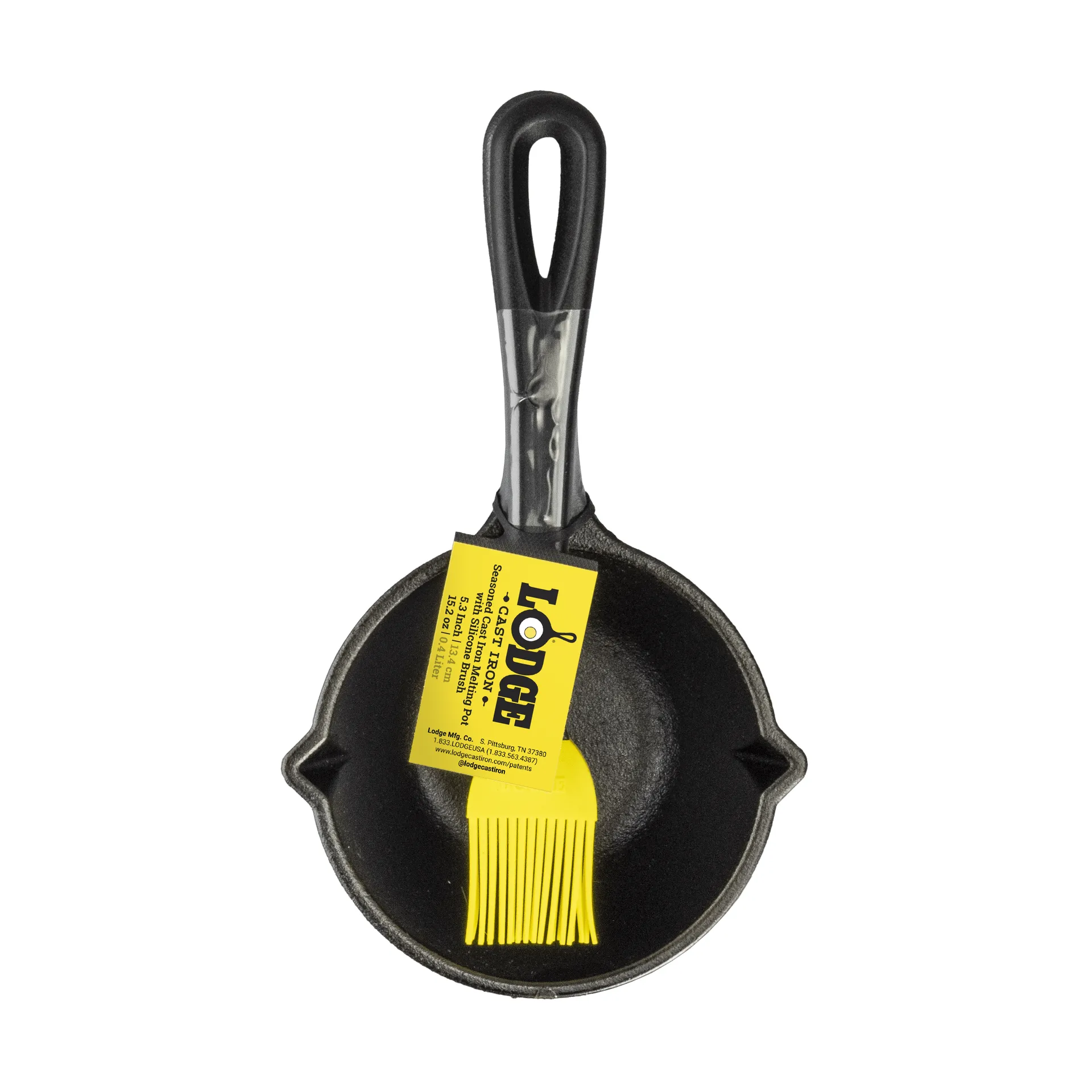 Saucekasserolle med silikonebørste, Støbejern, 23 cm Lodge