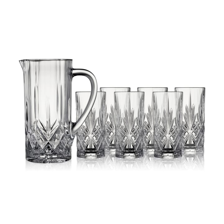 Melodia kande og highballglas 7 dele, Krystal Lyngby Glas