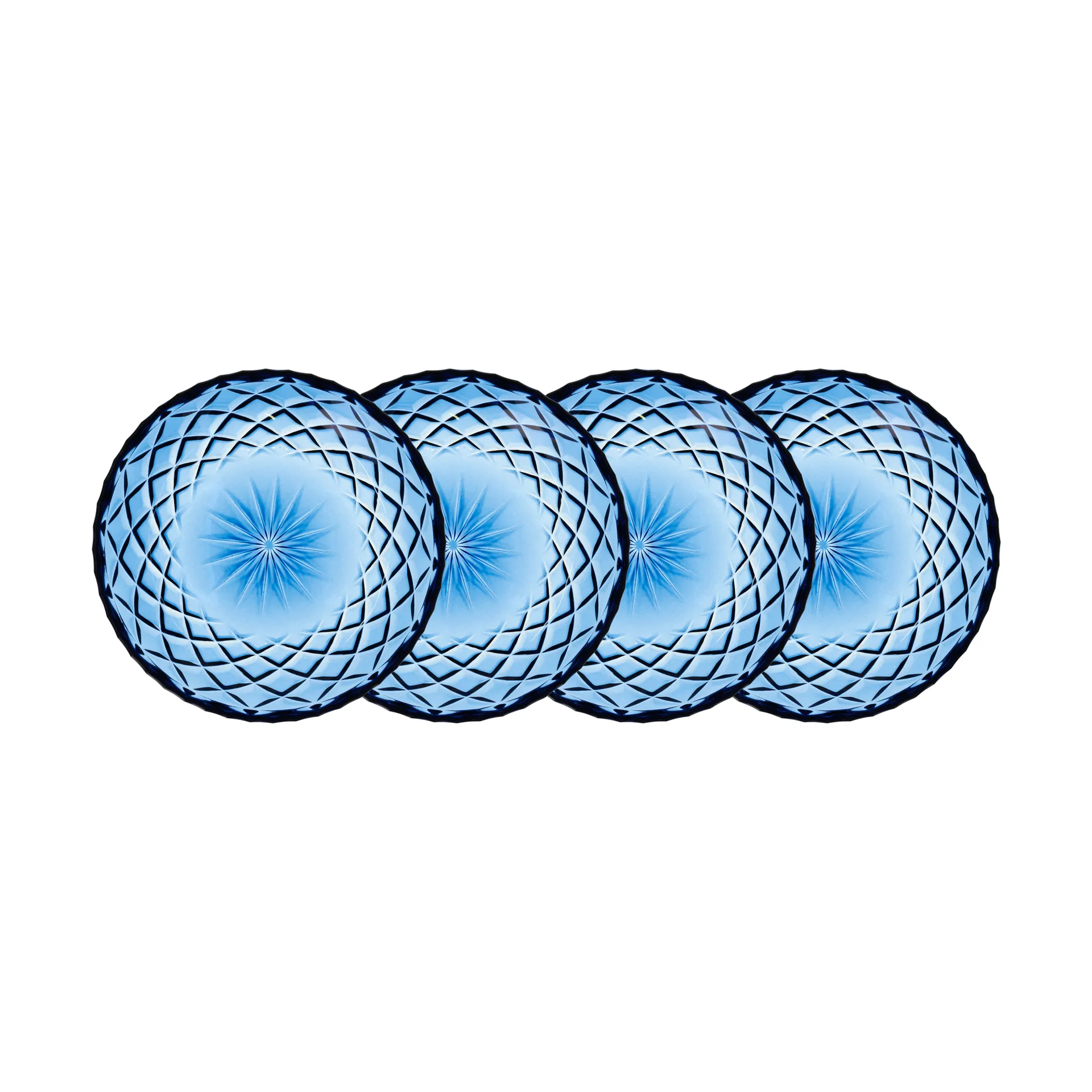 Sorrento asietter Ø16 cm 4-pak, Blå Lyngby Glas