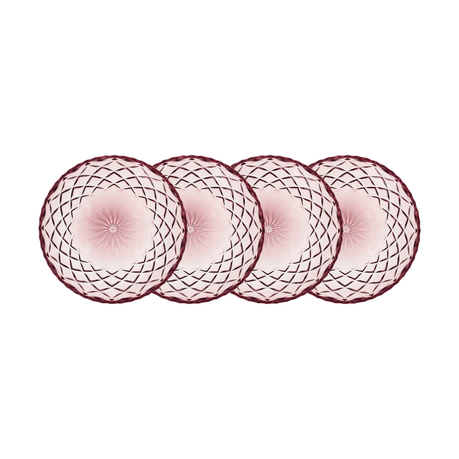 Sorrento asietter Ø16 cm 4-pak, Lyserød Lyngby Glas