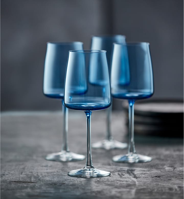 Zero hvidvinsglas 43 cl 4-pak, Blue Lyngby Glas