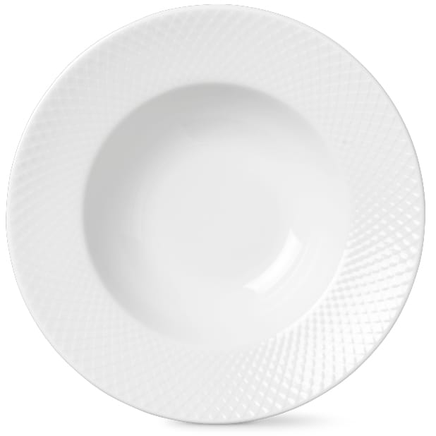 Rhombe dyb tallerken hvid, Ø 24,5 cm Lyngby Porcelæn