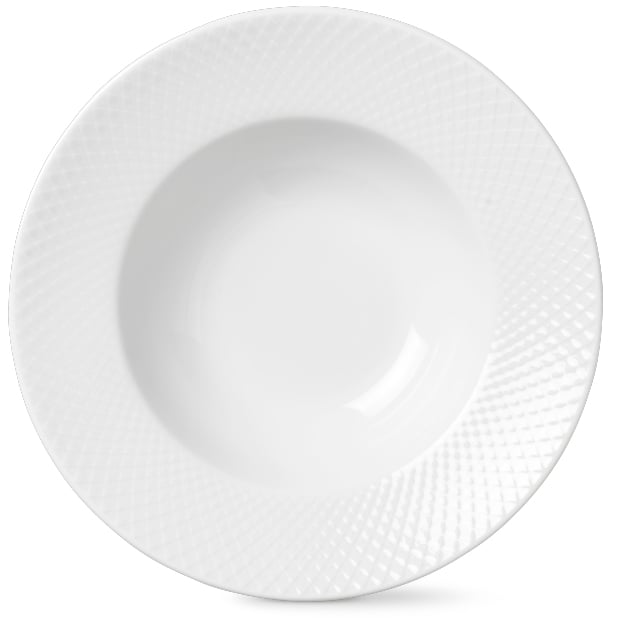 Lyngby Porcelæn Rhombe dyb tallerken hvid Ø 24,5 cm