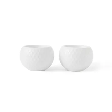 Rhombe fyrfadsstage Ø6,5 cm 2-pak - Hvid - Lyngby Porcelæn