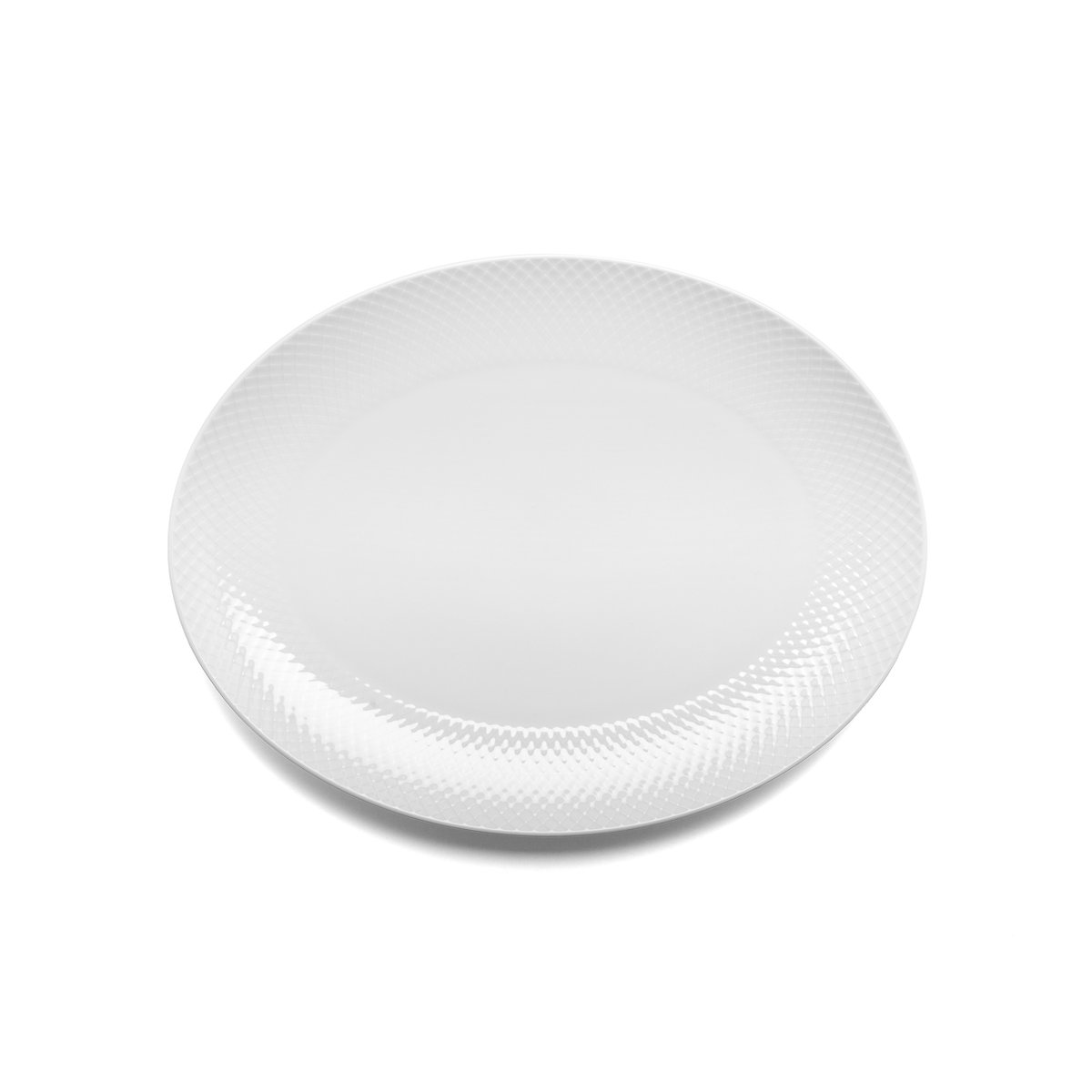 Lyngby Porcelæn Rhombe oval serveringsfad 35×26,5 cm Hvid