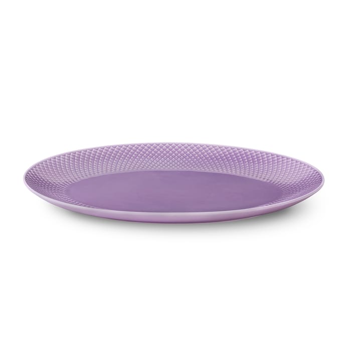 Rhombe oval serveringsfad 35x26,5 cm, Lyslilla Lyngby Porcelæn