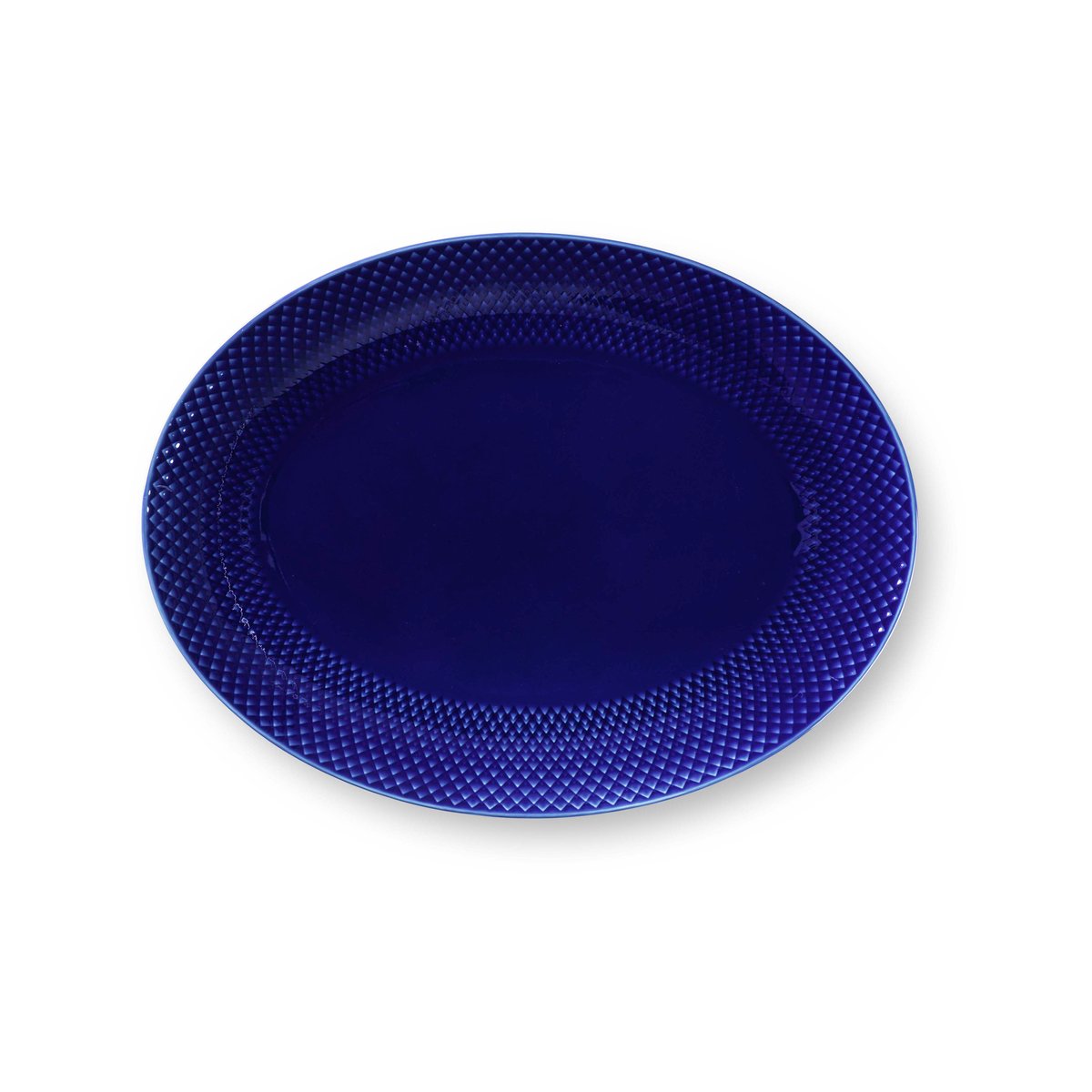 Lyngby Porcelæn Rhombe oval serveringsfad 35×26,5 cm Mørkeblå