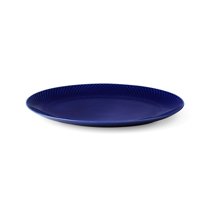 Rhombe oval serveringsfad 35x26,5 cm, Mørkeblå Lyngby Porcelæn