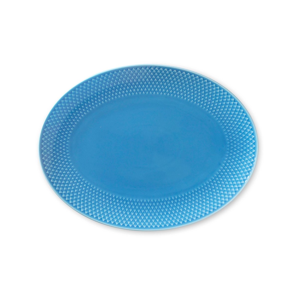 Lyngby Porcelæn Rhombe serveringsfad ovalt 21,5×28,5 cm Blå