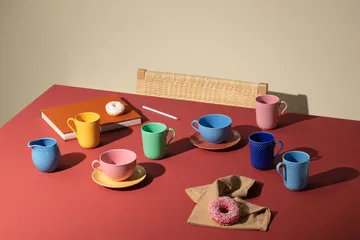 Rhombe tekop med underkop - Lyserød/Sand - Lyngby Porcelæn