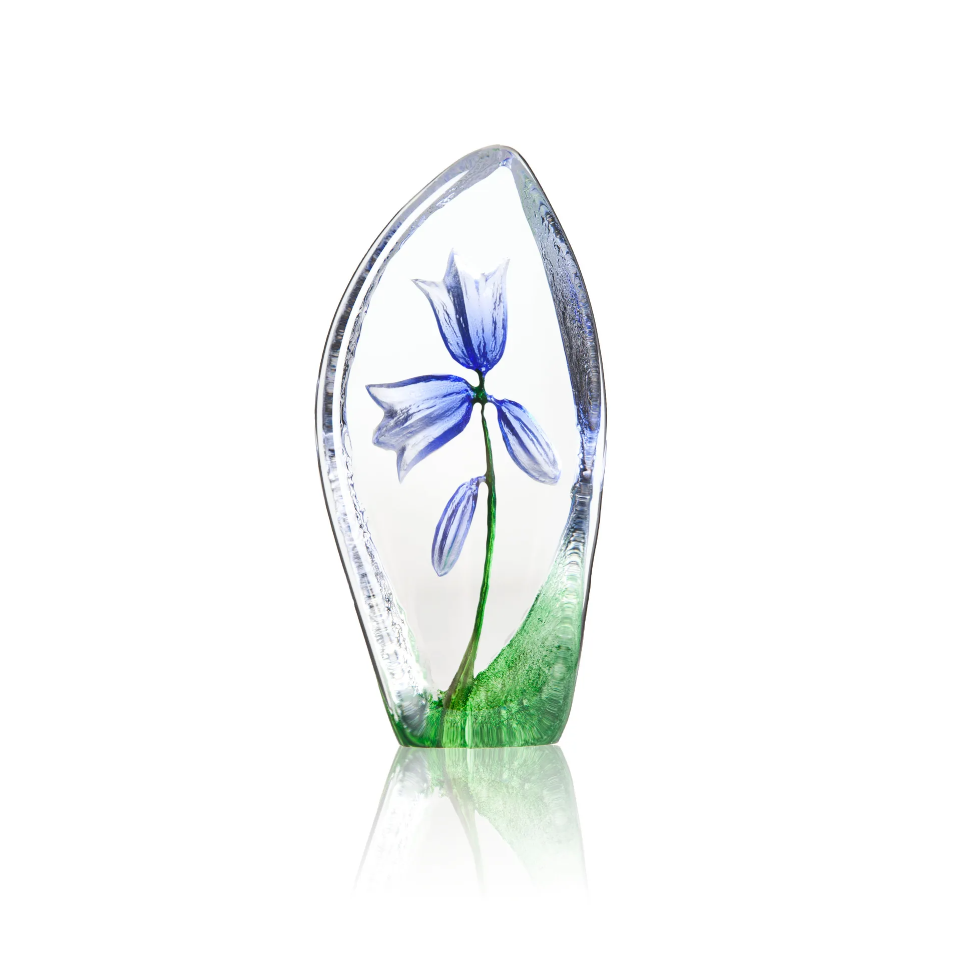 Klokkeblomst glasskulptur, Blå Målerås Glasbruk