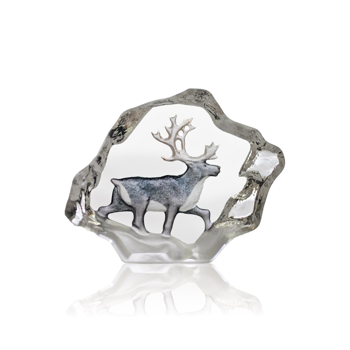 Målerås Glasbruk Rensdyr glasskulptur miniature 7×5 cm