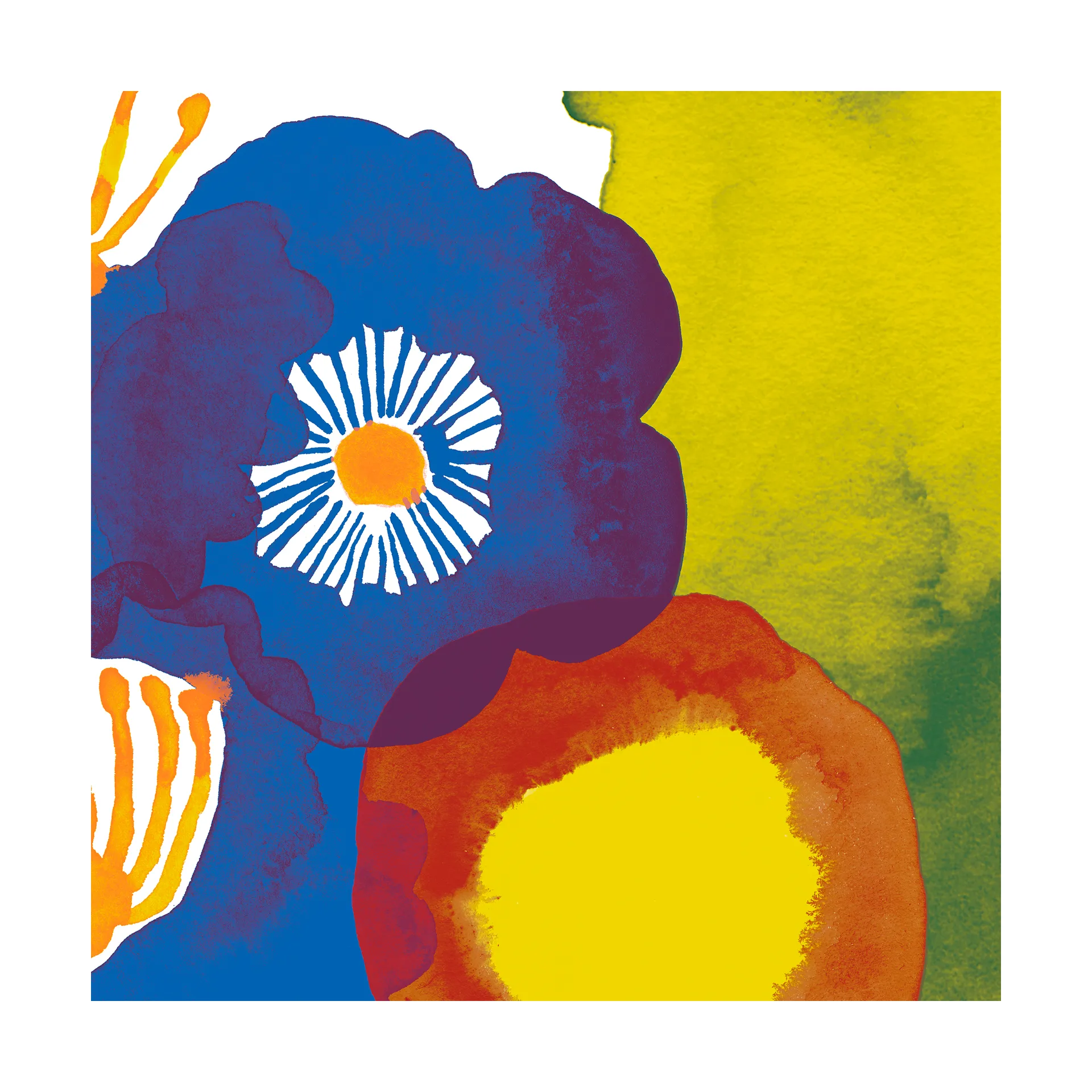 Juhannustaika servietter 33x33 cm 20-pak, Blue-yellow-red Marimekko