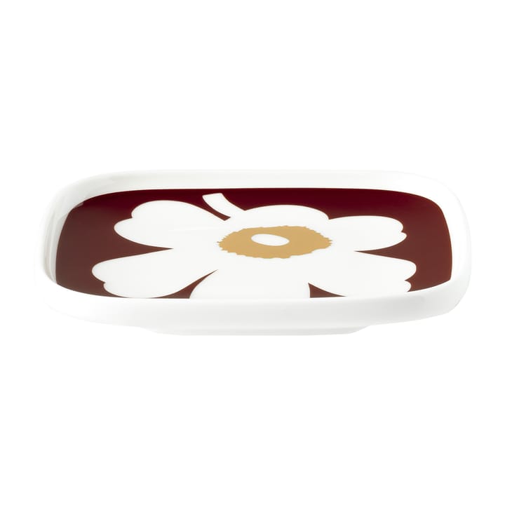 Juhla Unikko fad 10x10 cm 2-pak, Hvid/Vinrød/Guld Marimekko