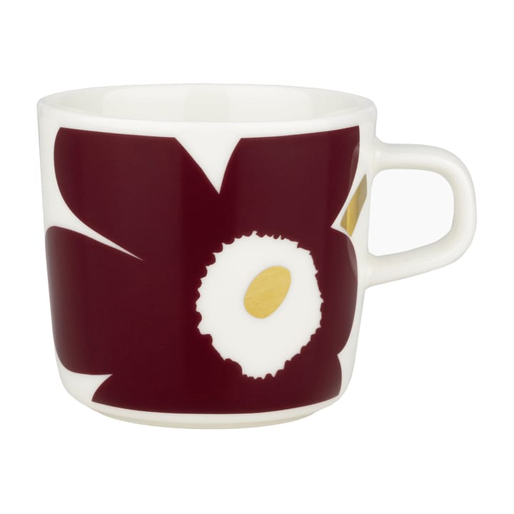 Juhla Unikko kaffekop 20 cl, Hvid/Vinrød/Guld Marimekko