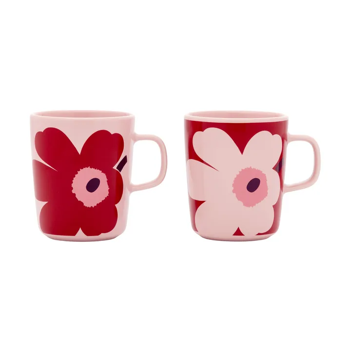 Juhla Unikko krus 25 cl 2-pak - Pink-cranberry-plum - Marimekko