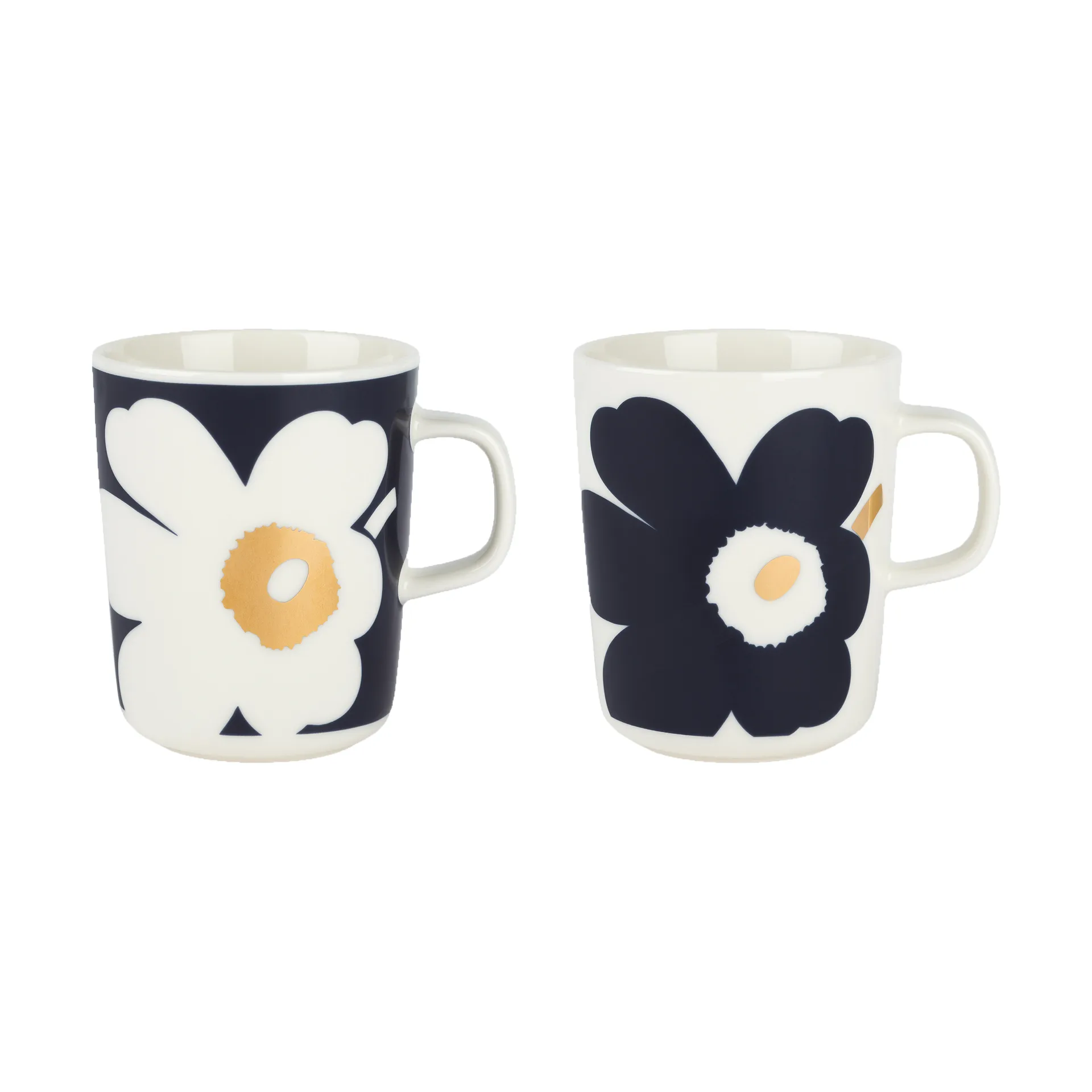 Juhla Unikko krus 25 cl 2-pak, White-dark blue-gold Marimekko