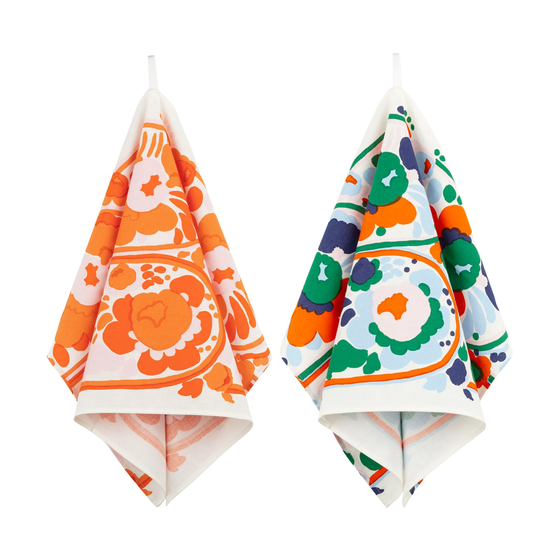 Karuselli viskestykke 43x70 cm 2 dele, White-orange-blue-emerald Marimekko