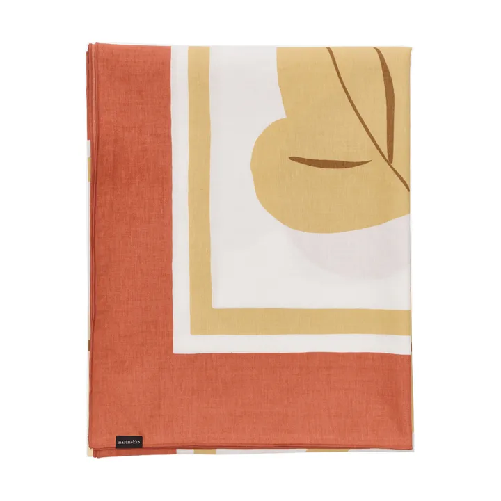 Kukasta Kukkaan dug - White-terrac-ochre-plum, 140x140 cm - Marimekko