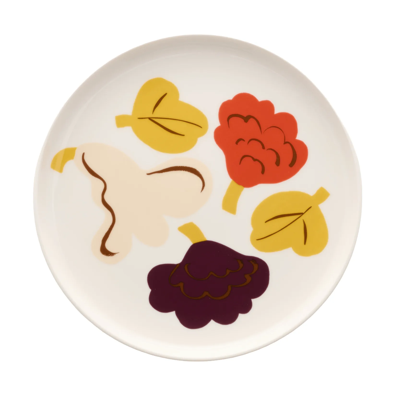 Kukasta Kukkaan middagstallerken, White-vanilla-terrac-plum, Ø20 cm Marimekko