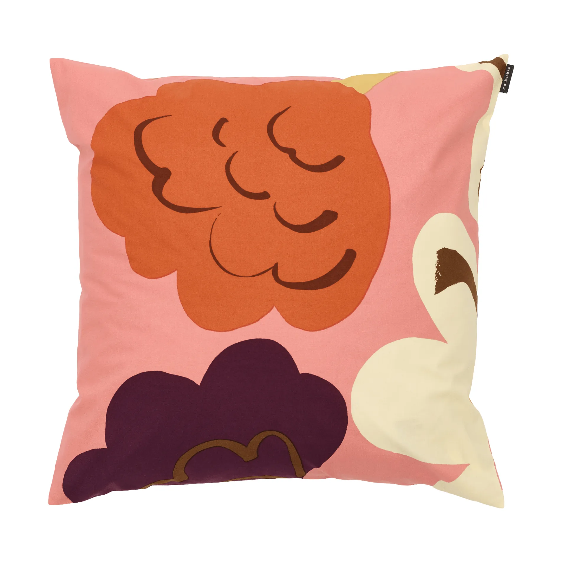 Kukasta Kukkaan pudebetræk, Pink-off white-plum-terracotta, 50x50 cm Marimekko