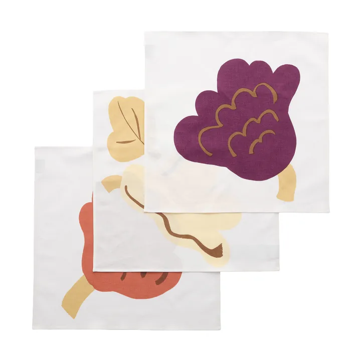 Kukasta Kukkaan stofserviet - White-plum-terrac-ochre, 3-pak - Marimekko