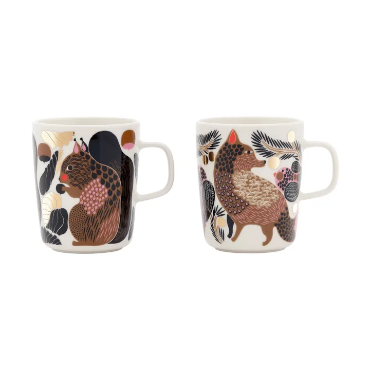 Kurre Ketunmarja krus - White-multicolour-gold, 25 cl, 2-pak - Marimekko