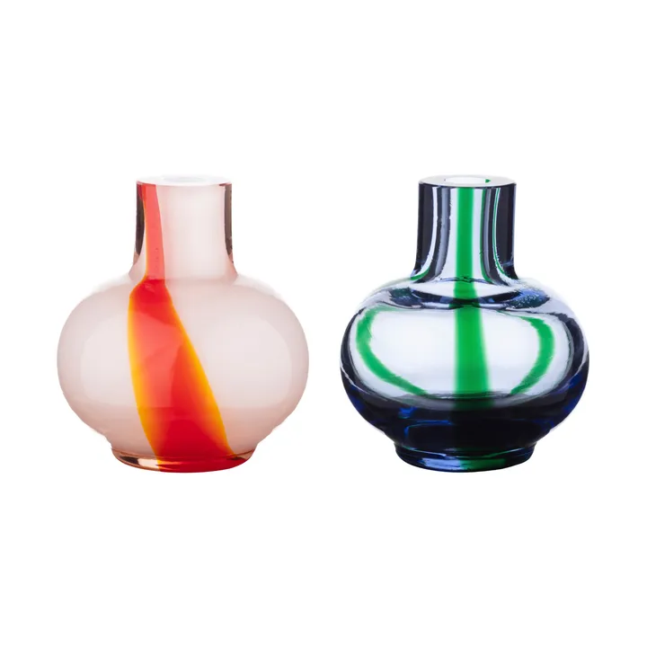 Mini vase 2 dele - Light blue-dark green-red-white - Marimekko