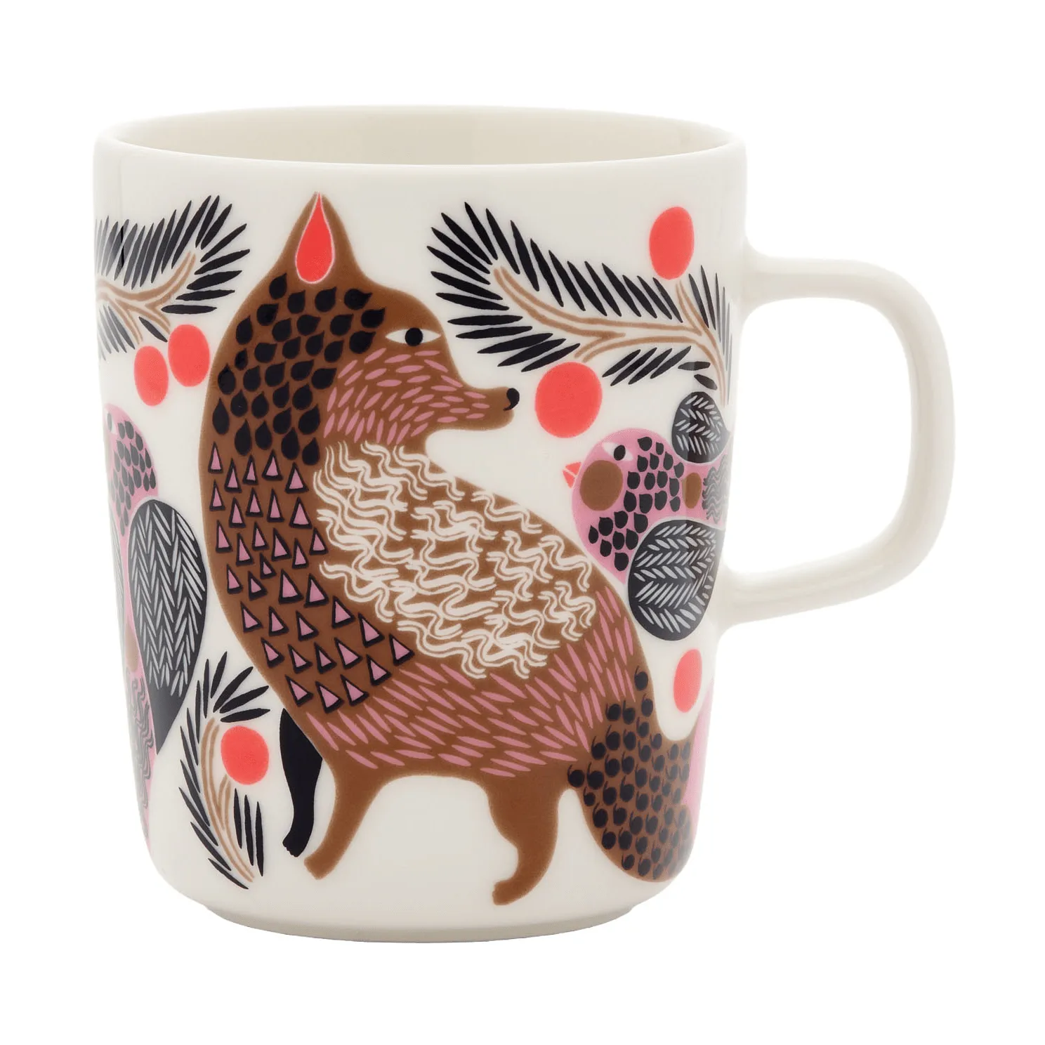 Oiva Ketunmarja krus 25 cl, White-bronze-pink-petrol Marimekko