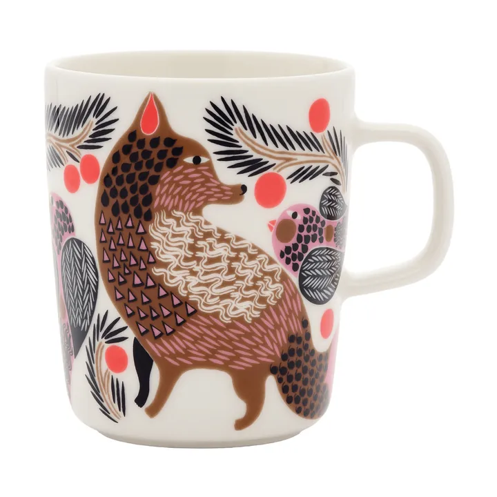 Oiva Ketunmarja krus 25 cl - White-bronze-pink-petrol - Marimekko