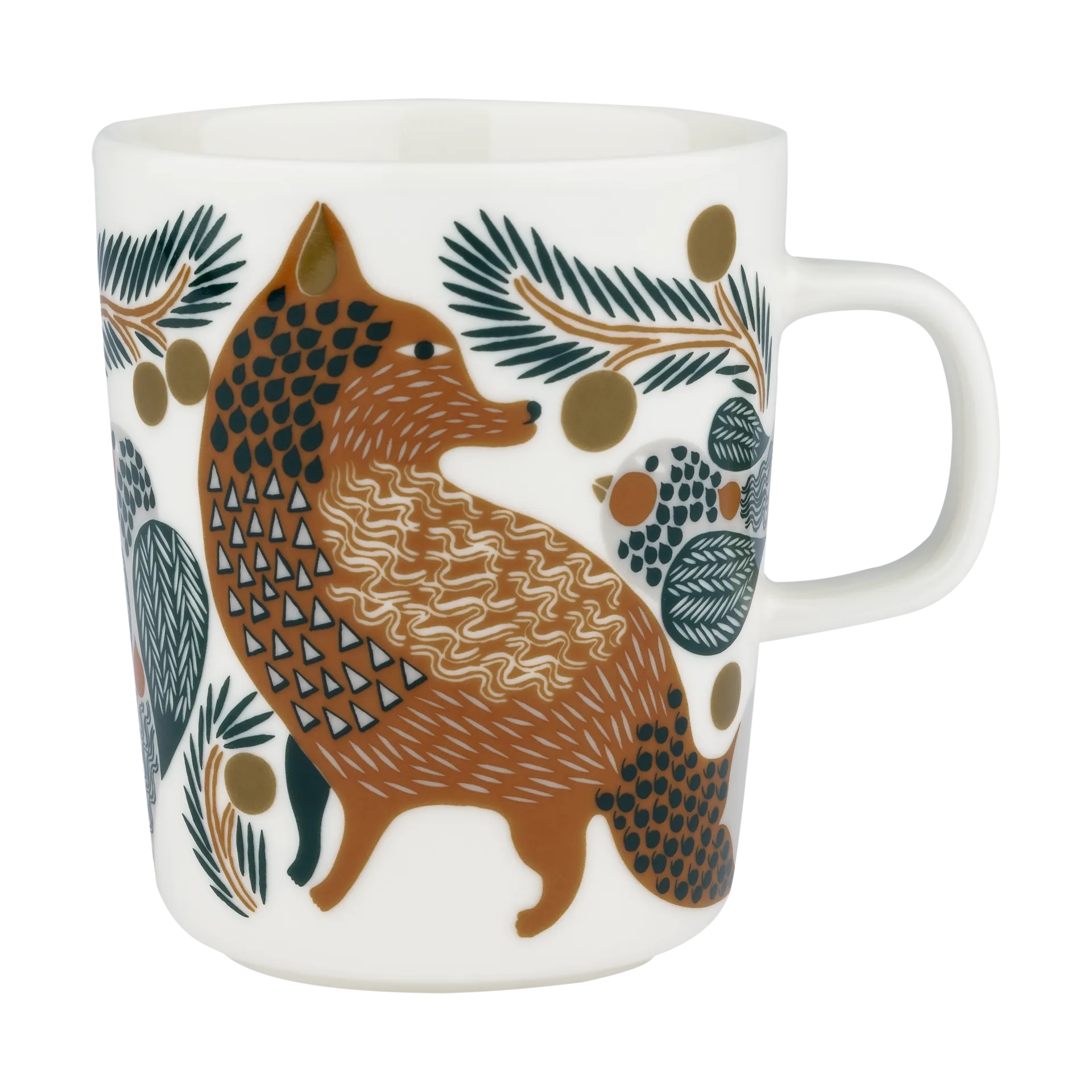 Oiva Ketunmarja krus 25 cl, White-brown-dark green Marimekko