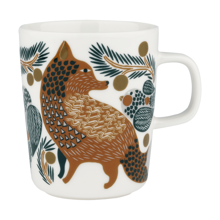 Oiva Ketunmarja krus 25 cl, White-brown-dark green Marimekko