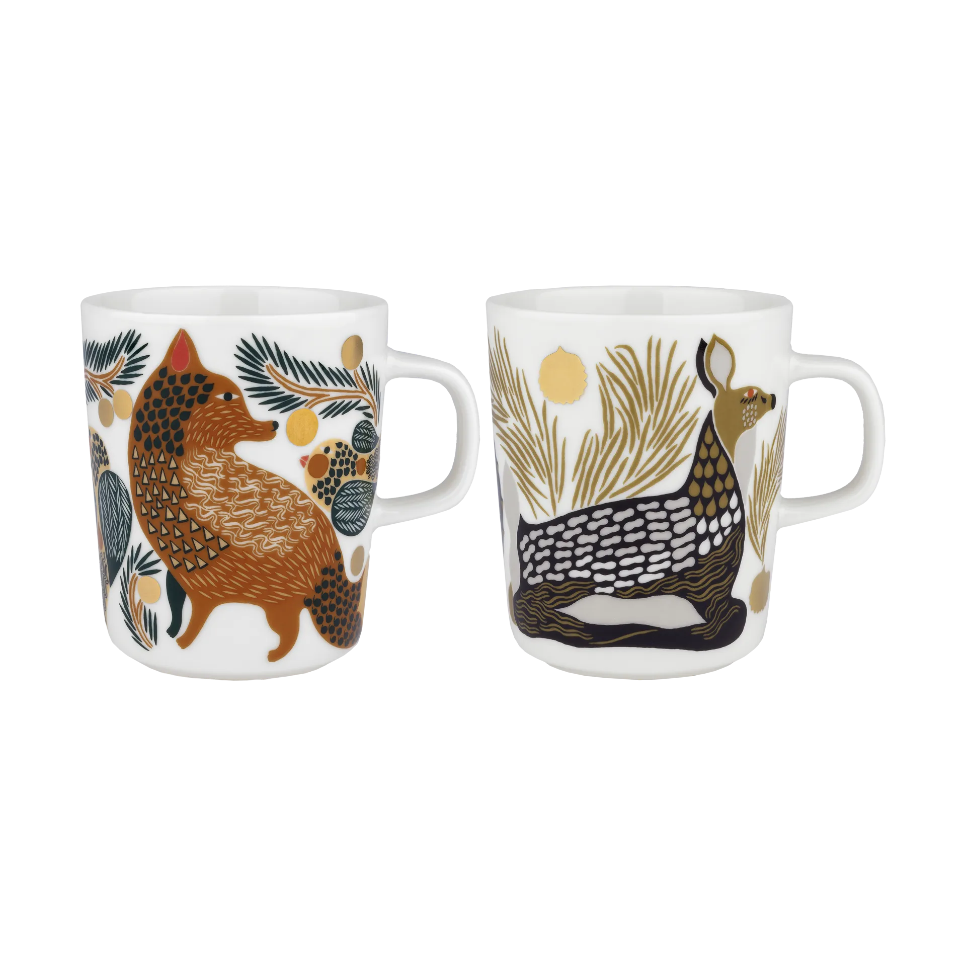 Oiva Ketunmarja & Peura krus 25 cl 2 dele, White-coal-mud-light grey Marimekko