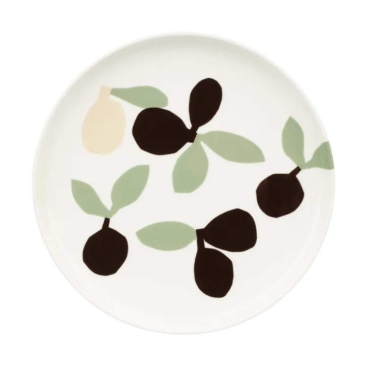 Omppo asiet - White, sage, black, brown, linen, 20 cm - Marimekko