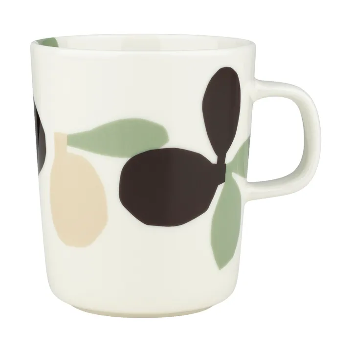 Omppo krus - White, sage, black brown, linen, 2,5 dl - Marimekko