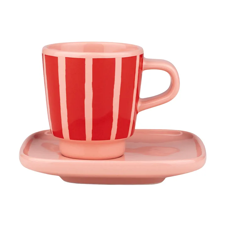 Piccolo espressokop med underkop - Salmon red-orange red, 5 cl - Marimekko
