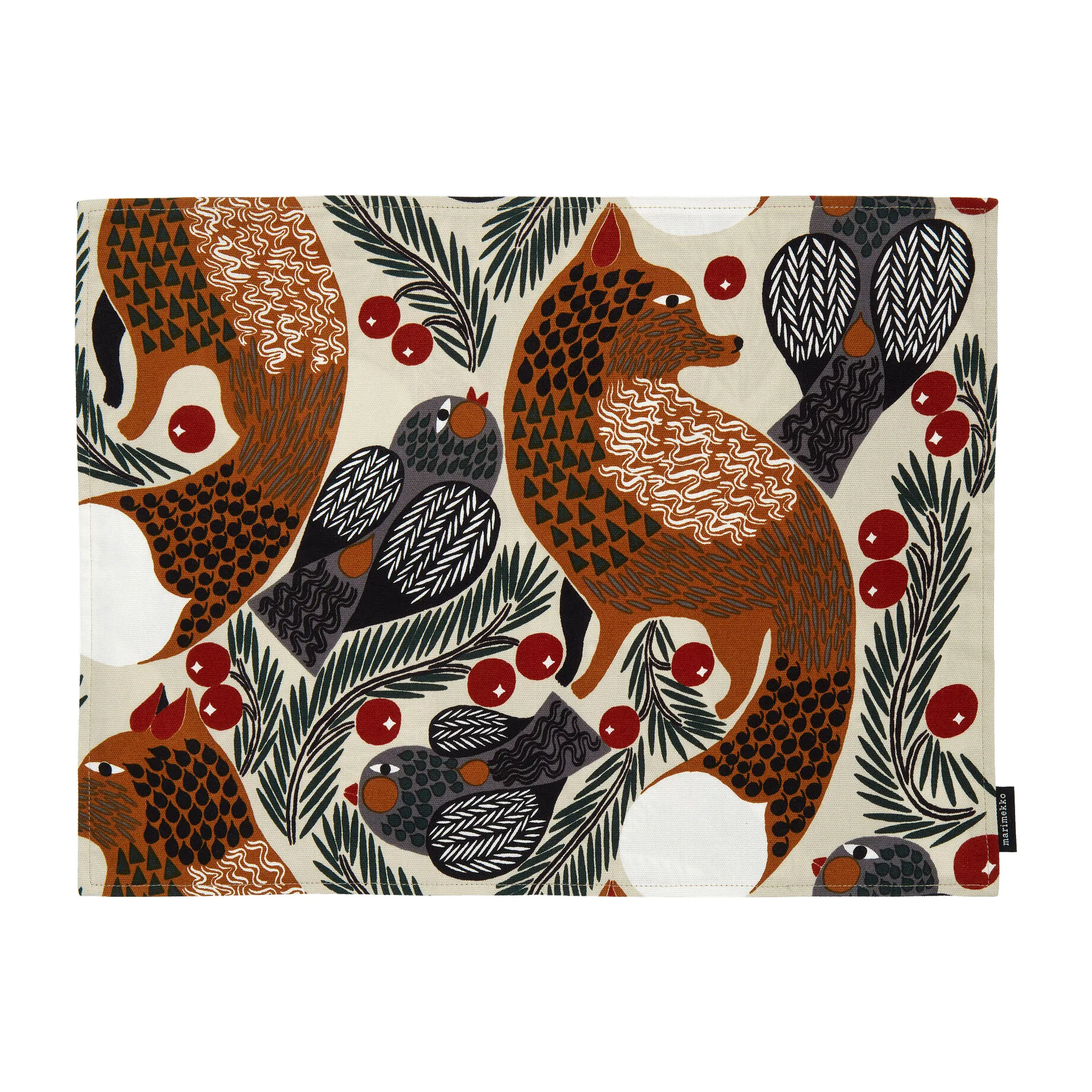 Pieni Ketunmarja dækkeserviet 31x42 cm, Beige/Brun/Grå Marimekko