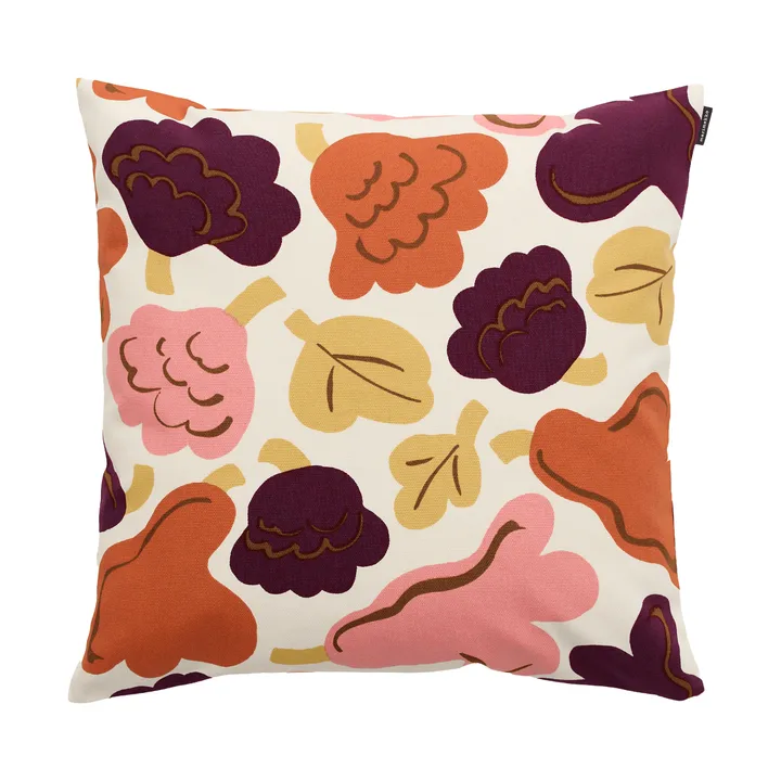 Pieni Kukasta Kukkaan pudebetræk - Off white-plum-pink-terracotta, 50x50 cm - Marimekko